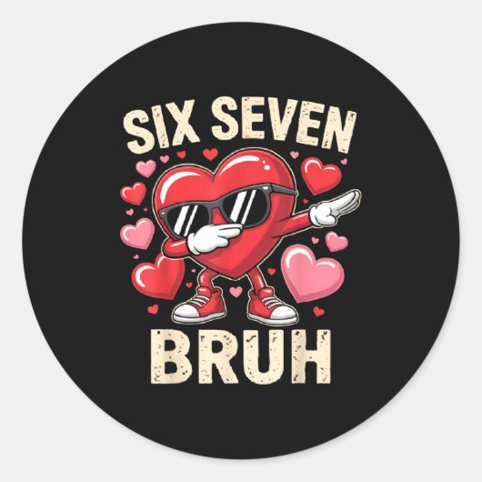 Funny Dabbing Heart 67 Bruh Six Seven Meme Valenti Ronde Sticker (Voorkant)