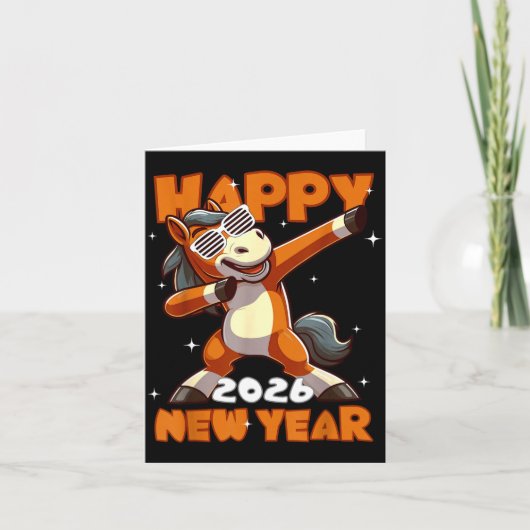 Funny Dabbing Horse Happy Lunar New Year 2026 Year Kaart (Voorkant)