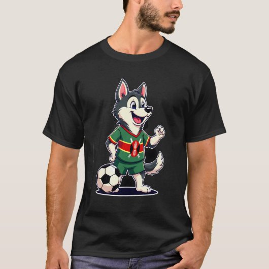 Funny Dabbing Husky Dog Kenya Football - Kenyan Fl T-shirt (Voorkant)
