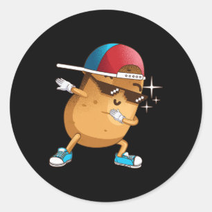 Funny Dabbing Potato Gift Cool Dancing Spuds Hip-h Ronde Sticker