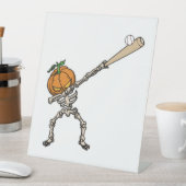 Funny Dabbing Pumpkin Head Baseball Gift Idea Reclamebord Met Voetstuk (Insitu)