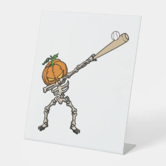 Funny Dabbing Pumpkin Head Baseball Gift Idea Reclamebord Met Voetstuk