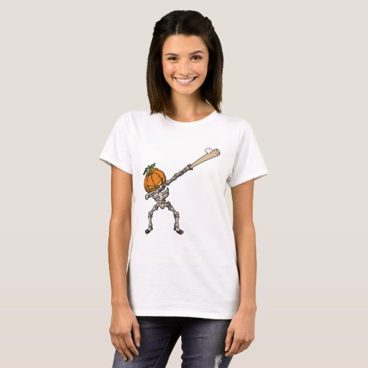 Funny Dabbing Pumpkin Head Baseball Gift Idea T-shirt (Voorkant volledig)
