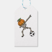Funny Dabbing Pumpkin Head Soccer Gift Idea Cadeaulabel (Voorkant)