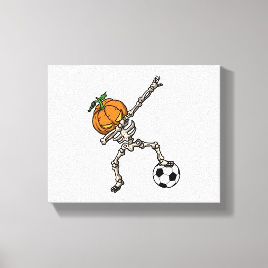 Funny Dabbing Pumpkin Head Soccer Gift Idea Canvas Afdruk (Voorkant)