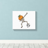 Funny Dabbing Pumpkin Head Soccer Gift Idea Canvas Afdruk (Insitu (Houten vloer))