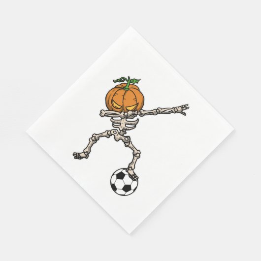 Funny Dabbing Pumpkin Head Soccer Gift Idea Servet (Hoek)