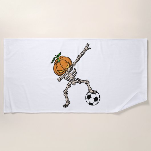 Funny Dabbing Pumpkin Head Soccer Gift Idea Strandlaken (Voorkant)