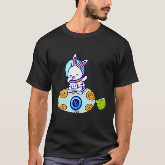 Funny Dabbing Rabbit Astronaut in Space Riding T-shirt (Voorkant)
