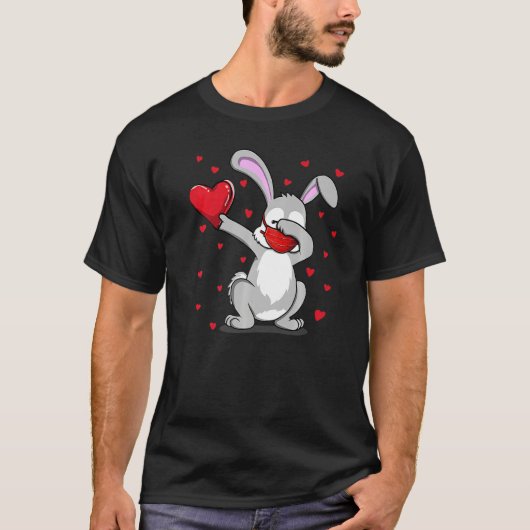 Funny Dabbing Rabbit Face Mask Dab Dance Valentijn T-shirt (Voorkant)