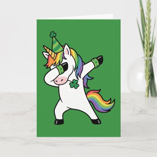 Funny Dabbing Rainbow Unicorn St Patricks Day Kaart (Voorkant)
