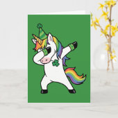 Funny Dabbing Rainbow Unicorn St Patricks Day Kaart (Gele Bloem)