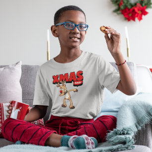Funny Dabbing Reindeer Xmas T-shirt
