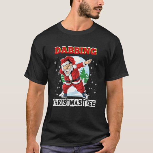 Funny Dabbing Santa Claus rond kerstboom Xm T-shirt (Voorkant)
