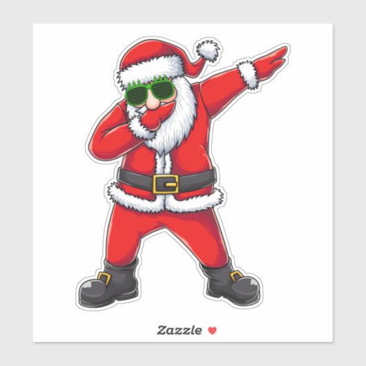 Funny Dabbing Santa Claus Shades Trendy Christmas Sticker (Vel)