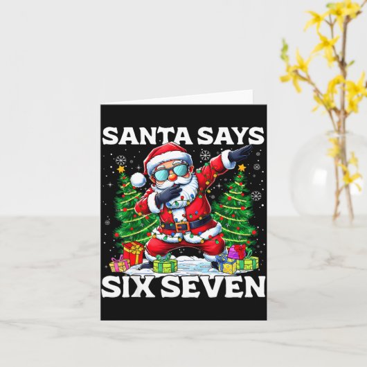 Funny Dabbing Santa Says Six Seven 67 Meme Christm Kaart (Gele Bloem)