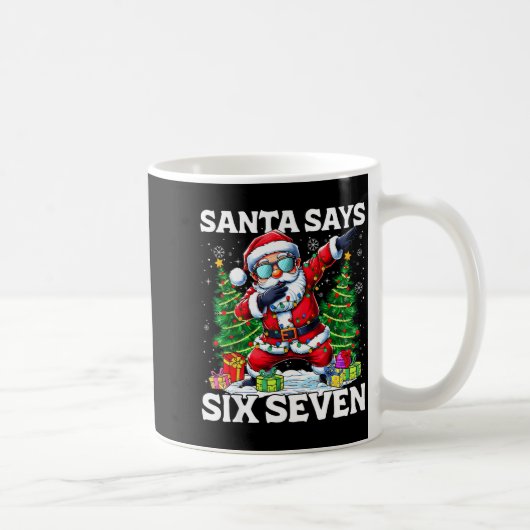 Funny Dabbing Santa Says Six Seven 67 Meme Christm Koffiemok (Rechts)