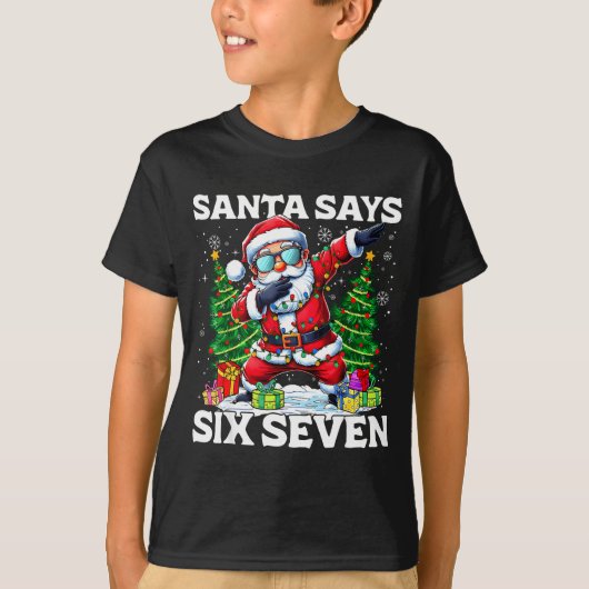 Funny Dabbing Santa Says Six Seven 67 Meme Christm T-shirt (Voorkant)