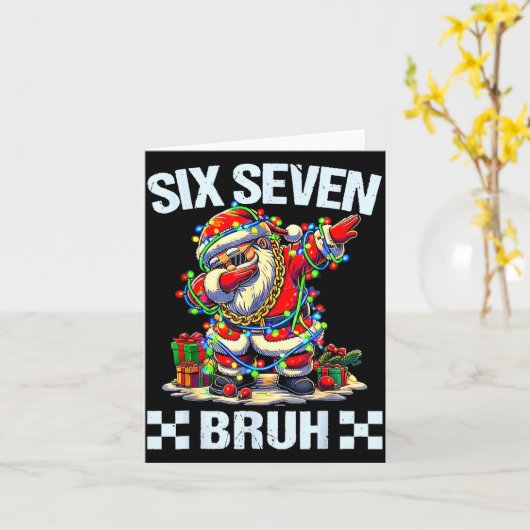 Funny Dabbing Santa Six Seven Bruh Christmas 67 Me Kaart (Gele Bloem)