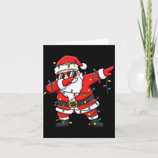 Funny Dabbing Santa Xmas Lights Men Boys Girls Chr Kaart (Voorkant)