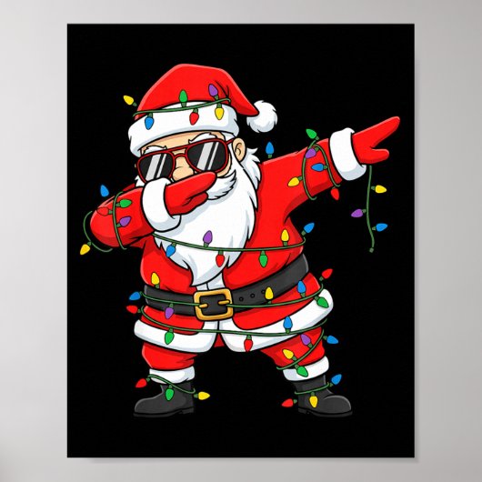 Funny Dabbing Santa Xmas Lights Men Boys Girls Chr Poster (Voorkant)