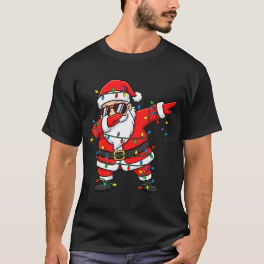 Funny Dabbing Santa Xmas Lights Men Boys Girls Chr T-shirt (Voorkant)