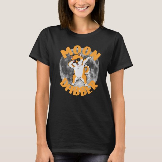 Funny Dabbing Shiba Inu dog met zonnebril Moon D T-shirt (Voorkant)