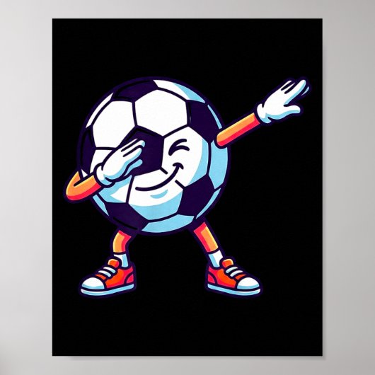 Funny Dabbing Soccer Ball Cartoon Srt Gift Kids Bo Poster (Voorkant)