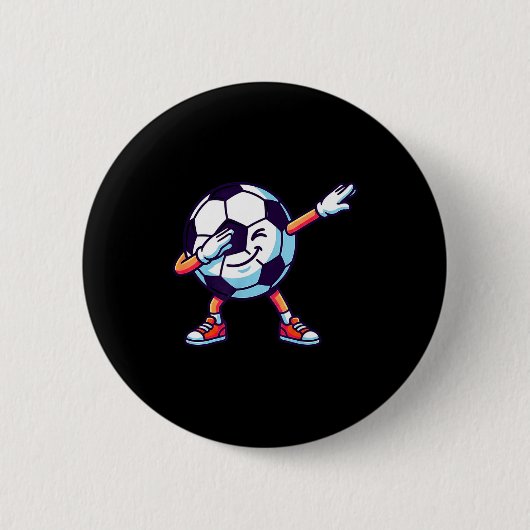 Funny Dabbing Soccer Ball Cartoon Srt Gift Kids Bo Ronde Button 5,7 Cm (Voorkant)