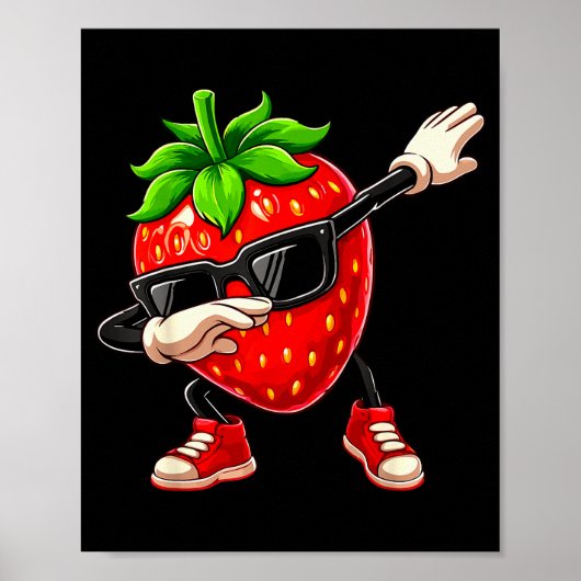 Funny Dabbing Strawberry Summer Fruit Lover Men Wo Poster (Voorkant)