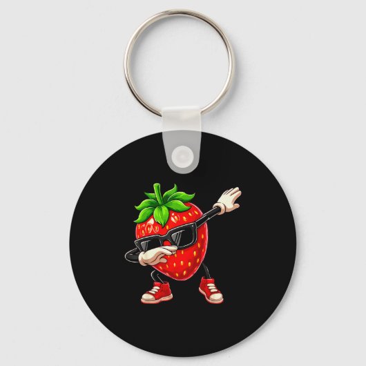 Funny Dabbing Strawberry Summer Fruit Lover Men Wo Sleutelhanger (Voorkant)