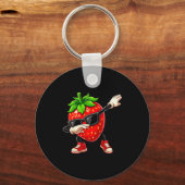 Funny Dabbing Strawberry Summer Fruit Lover Men Wo Sleutelhanger (Voorkant)