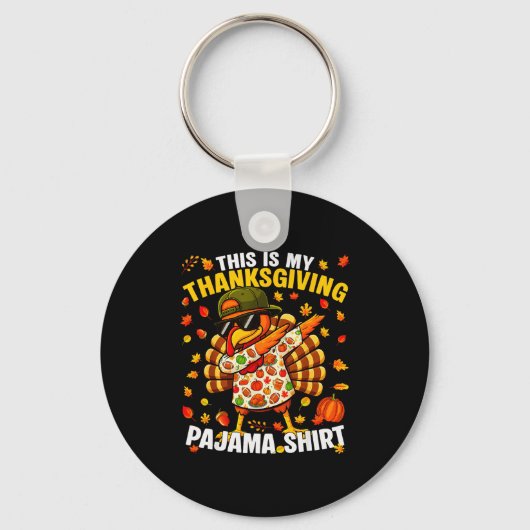Funny Dabbing Turkey Thanksgiving Pajamas Pjs Srts Sleutelhanger (Voorkant)