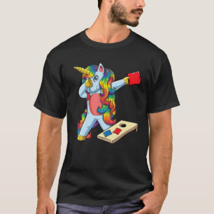 Funny Dabbing Unicorn Cornhole Girls Corn Hole Uni T-shirt