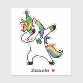Funny Dabbing Unicorn Rainbow St Patricks Day Sticker