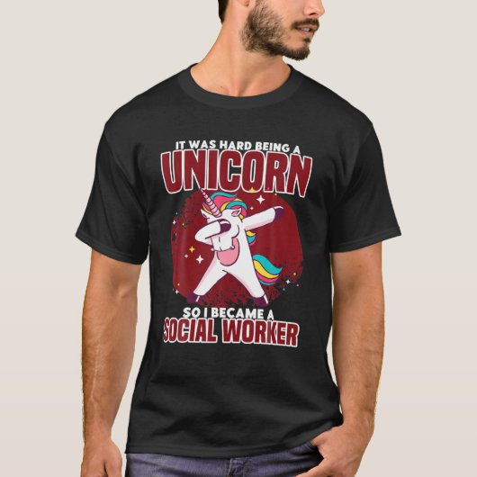 Funny Dabbing Unicorn Social Worker Mystical Creat T-shirt (Voorkant)