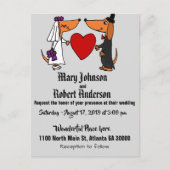 Funny Dachshund Bride en Groom Wedding Invitation Uitnodiging Briefkaart (Voorkant)