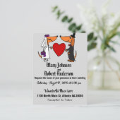 Funny Dachshund Bride en Groom Wedding Invitation Uitnodiging Briefkaart (Staand voorkant)