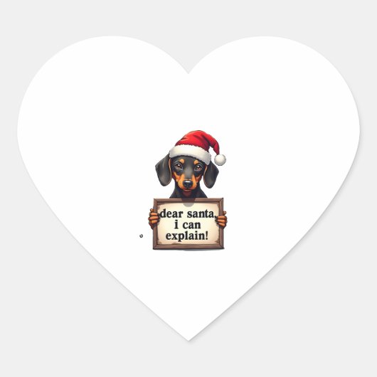 Funny Dachshund Christmas Dear Santa I Can Explain Hart Sticker (Voorkant)