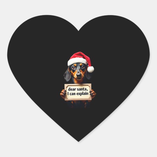 Funny Dachshund Christmas Dear Santa I Can Explain Hart Sticker (Voorkant)