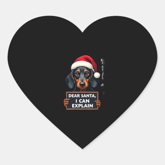 Funny Dachshund Christmas Dear Santa I Can Explain Hart Sticker (Voorkant)