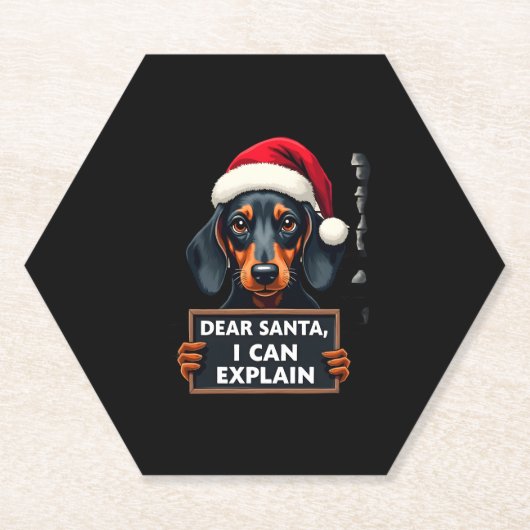 Funny Dachshund Christmas Dear Santa I Can Explain Kartonnen Onderzetters (Voorkant)