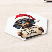 Funny Dachshund Christmas Dear Santa I Can Explain Kartonnen Onderzetters (Schuin)