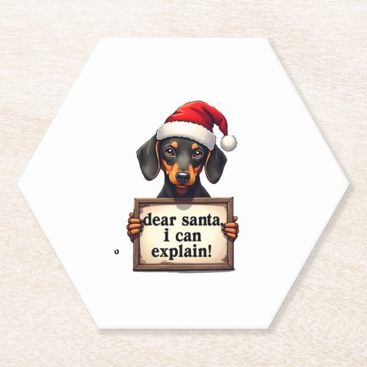 Funny Dachshund Christmas Dear Santa I Can Explain Kartonnen Onderzetters (Voorkant)
