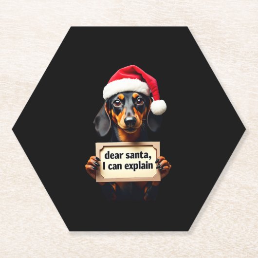 Funny Dachshund Christmas Dear Santa I Can Explain Kartonnen Onderzetters (Voorkant)
