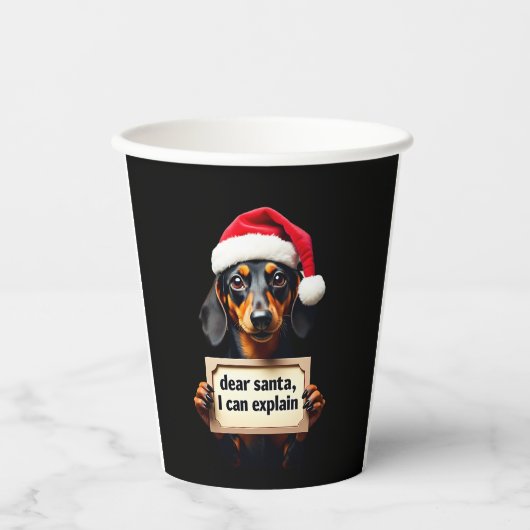 Funny Dachshund Christmas Dear Santa I Can Explain Papieren Bekers (Voorkant)