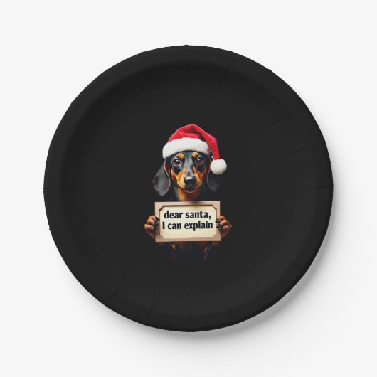 Funny Dachshund Christmas Dear Santa I Can Explain Papieren Bordje (Voorkant)