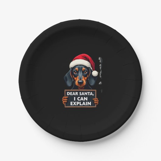 Funny Dachshund Christmas Dear Santa I Can Explain Papieren Bordje (Voorkant)