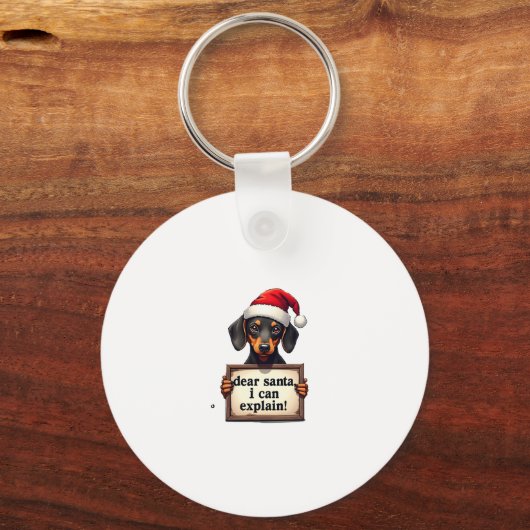 Funny Dachshund Christmas Dear Santa I Can Explain Sleutelhanger (Voorkant)