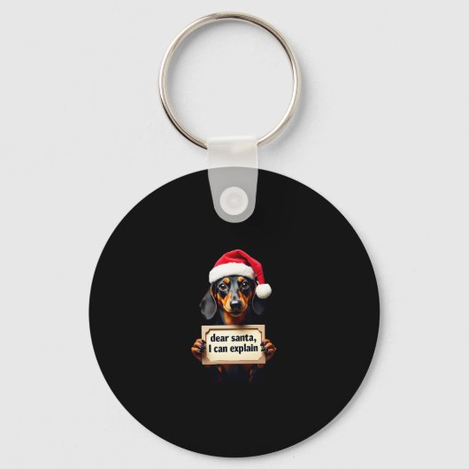 Funny Dachshund Christmas Dear Santa I Can Explain Sleutelhanger (Voorkant)